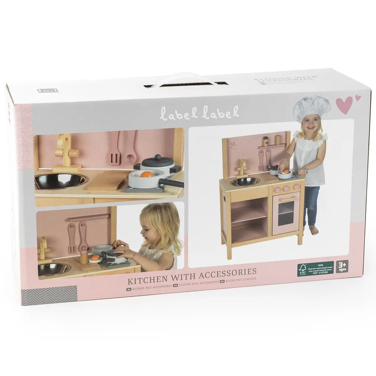 Wooden Play Kitchen: Pink 1