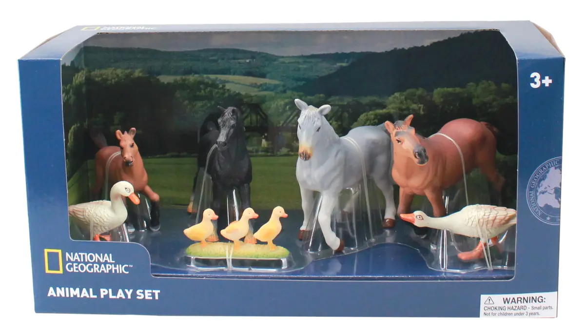 National Geographic Serene Farm Life 7Pc Collectible Figurine Set - Horses & Ducks 1