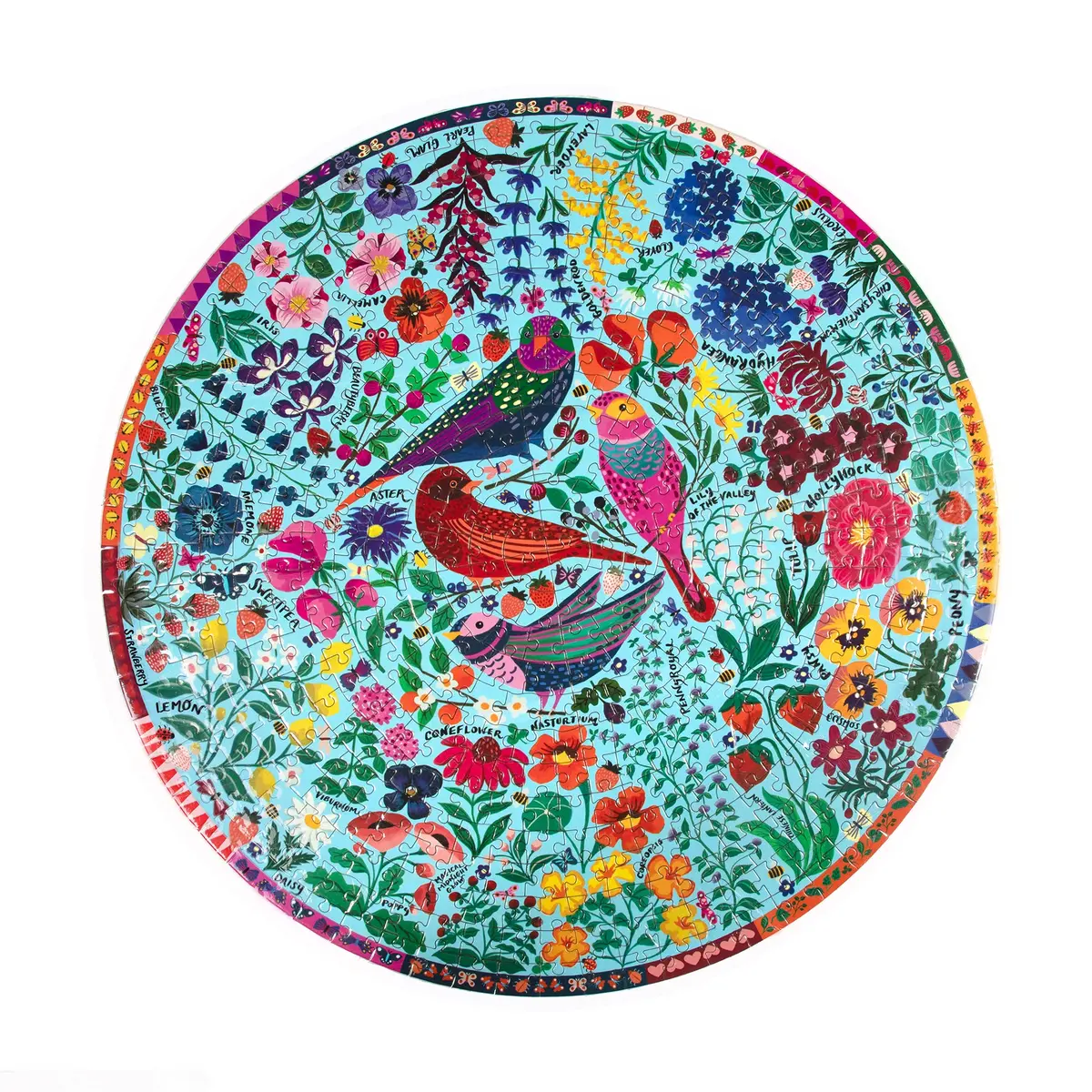 Piece&Love Four Birds Round Jigsaw Puzzle - 500 Pc 1