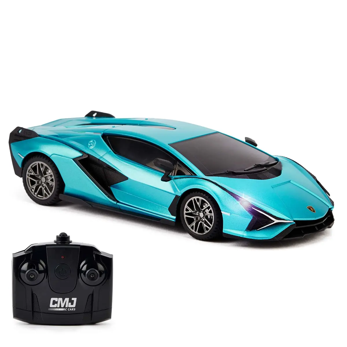 Cmj Rc Cars Lamborghini Sián Fkp 37 - Blue - 1:24 Scale Radio Control Vehicle With Led Headlights 1