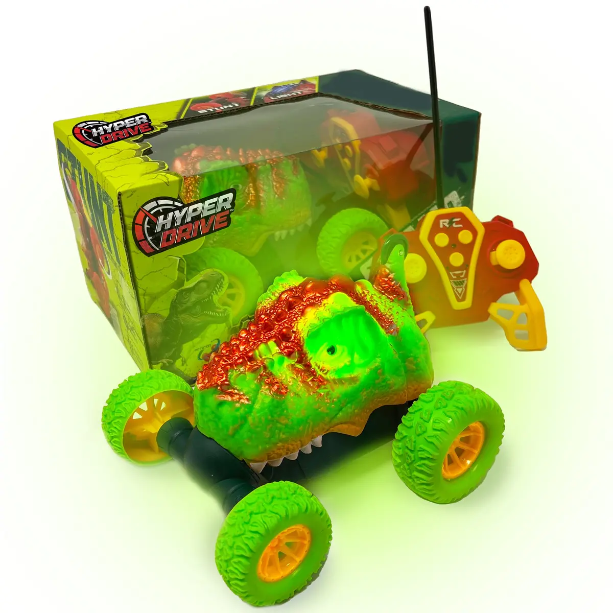 Hyper Drive Rc Light Up Dino - Green Remote Control Stunt Dinosaur For Kids 5+ 1