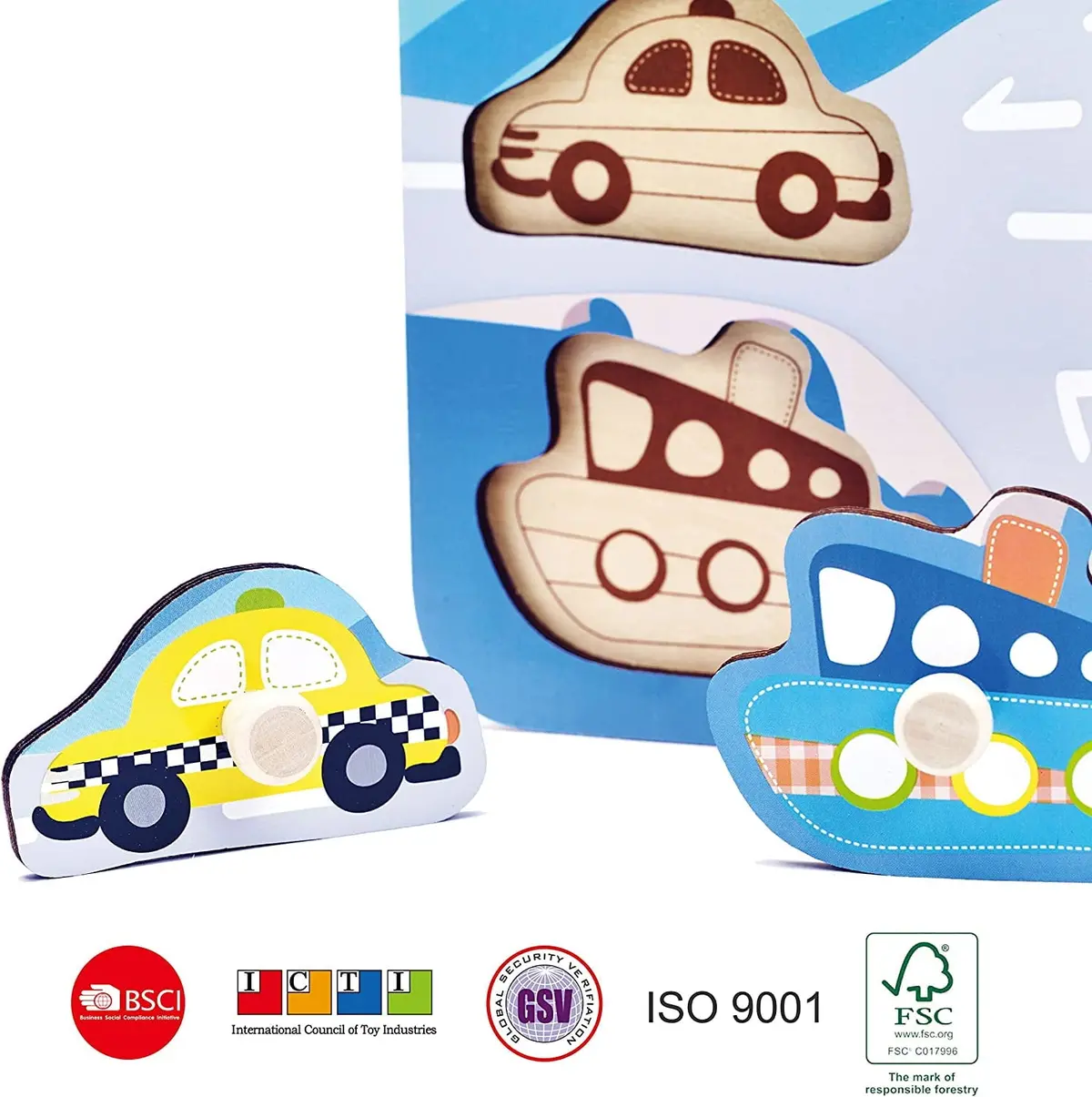 Classic World 8-Piece Traffic Wooden Peg Puzzle 1
