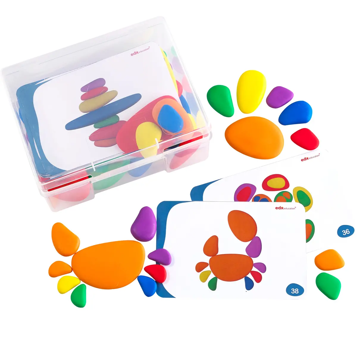 Edxeducation Rainbow Pebbles - Creative Educational Toy - Set Of 36 1