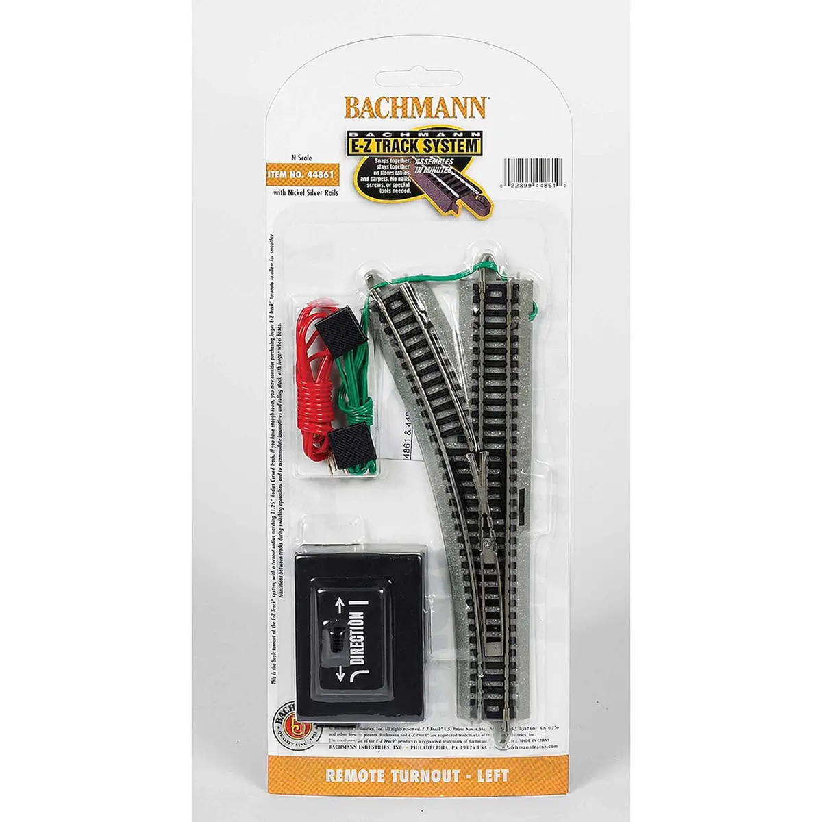 Bachmann Trains N Scale Snap-Fit E-Z Track Remote Turnout - Left - Nickel Silver Rail With Grey Roadbed 1