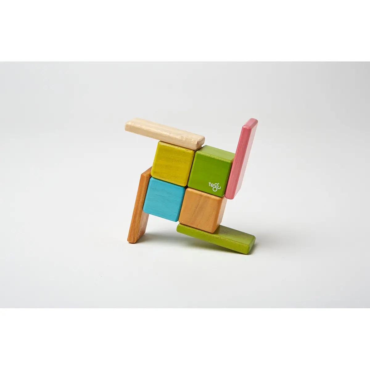 Tegu 8-Piece Magnetic Wooden Block Set - Pocket Pouch, Tints 2