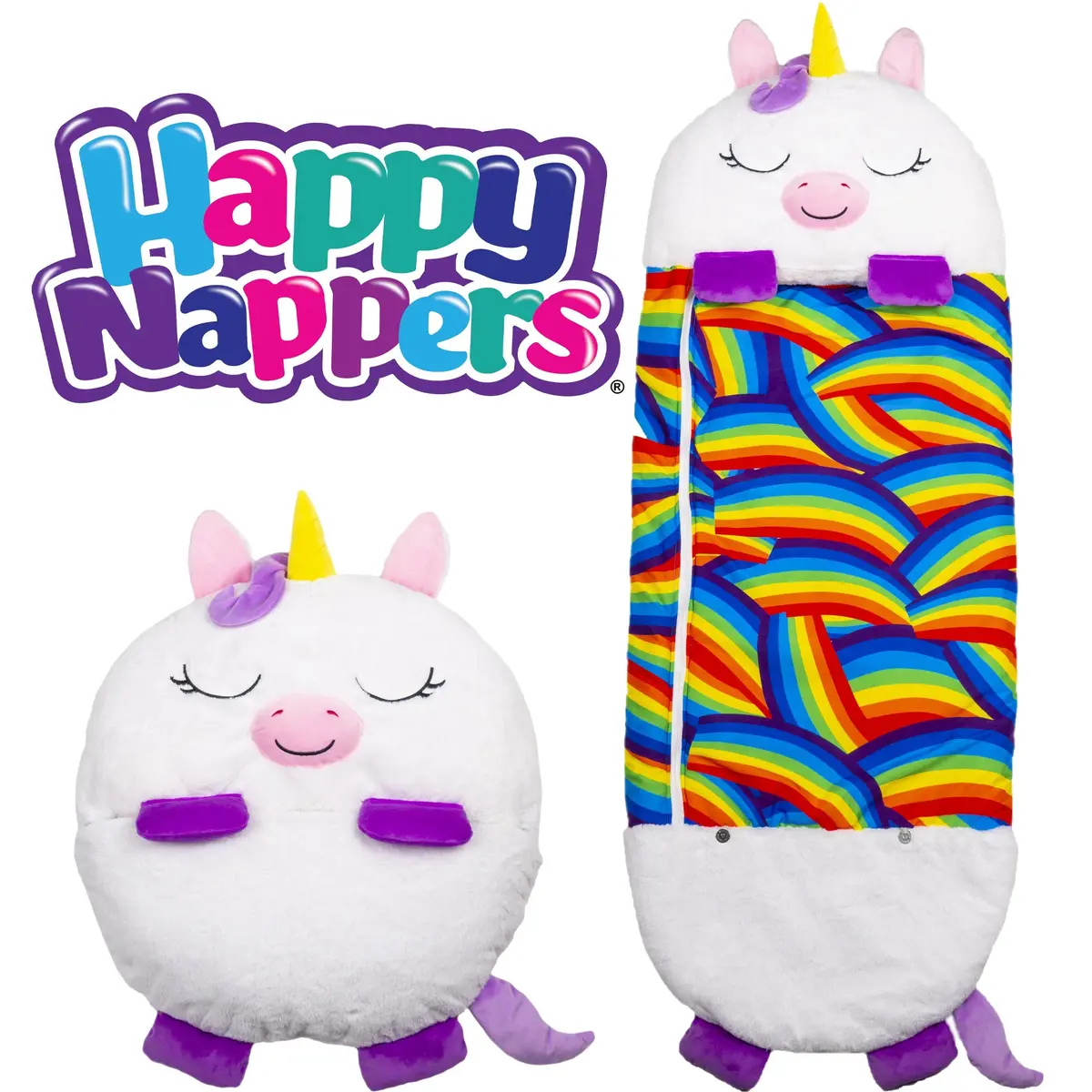Happy Nappers White Unicorn 66 Inch Plush Sleeping Bag - Large 1