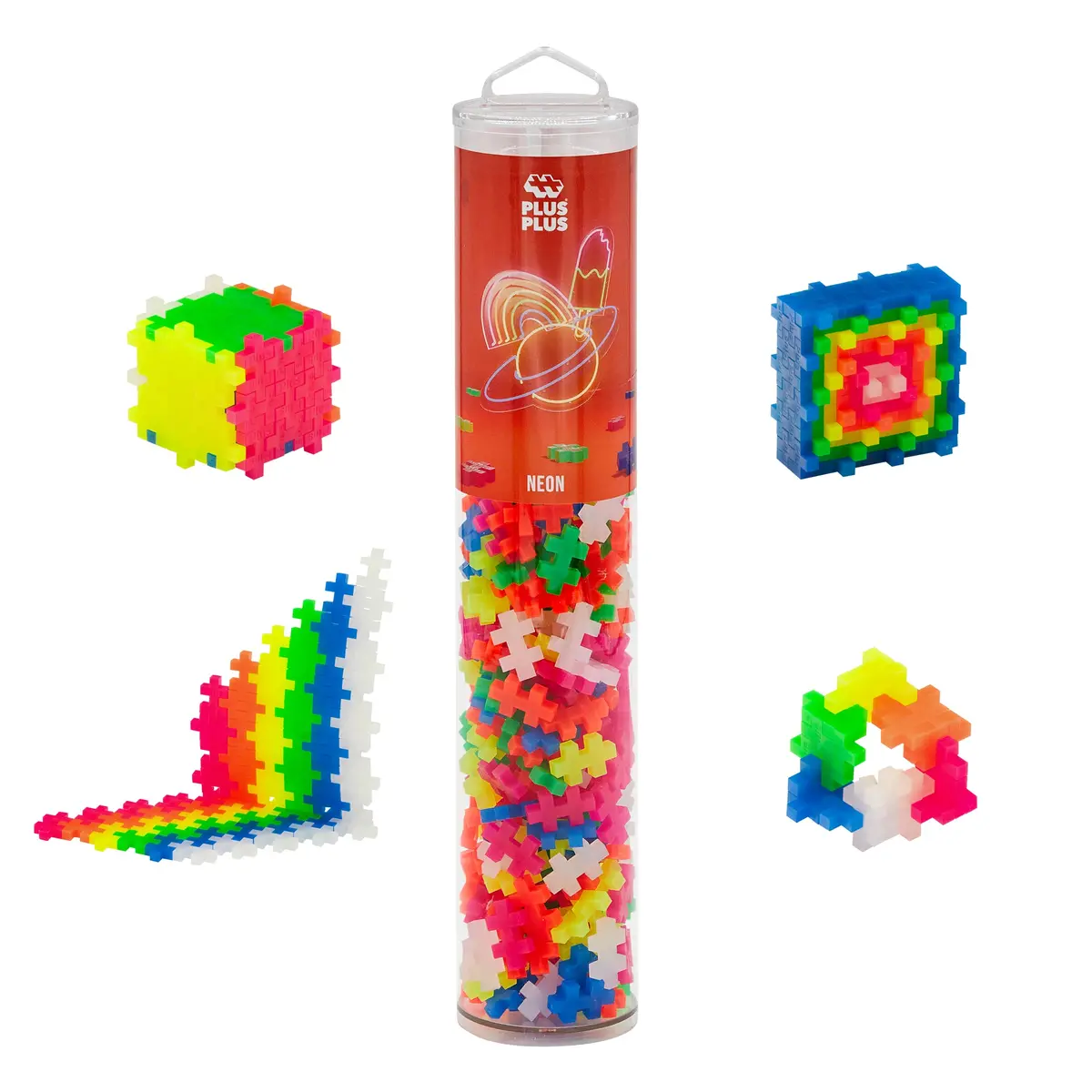 Plus-Plus Neon 240-Piece Construction Set - Creative Building Tube 1
