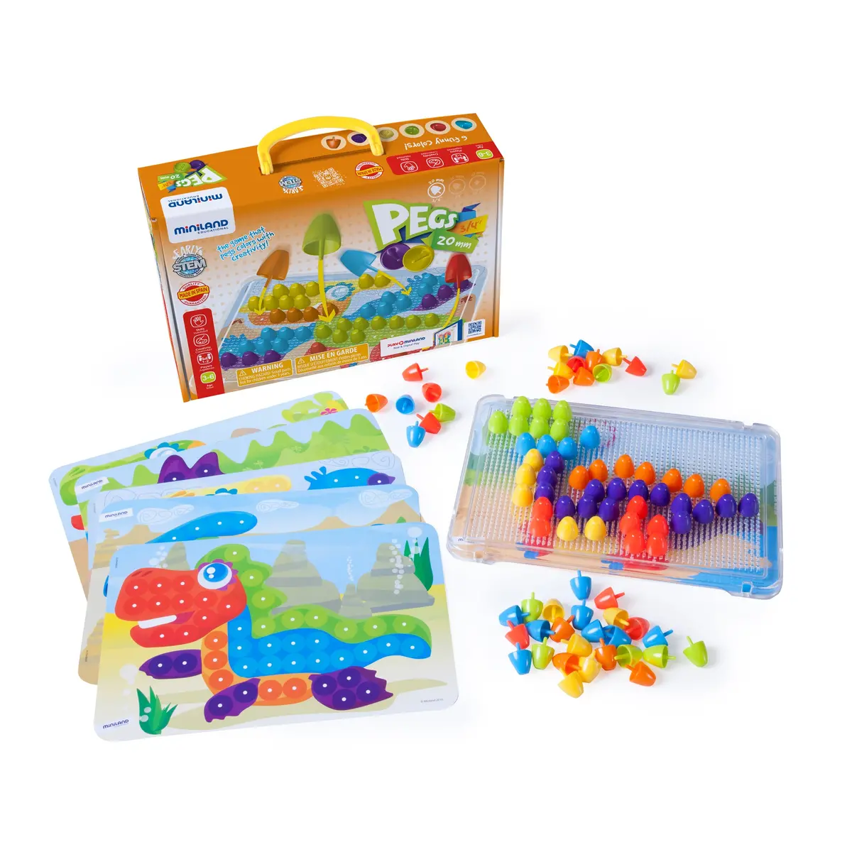 Miniland Educational Pegs & Patterns Set - Bright Colors - 90 Pieces 1