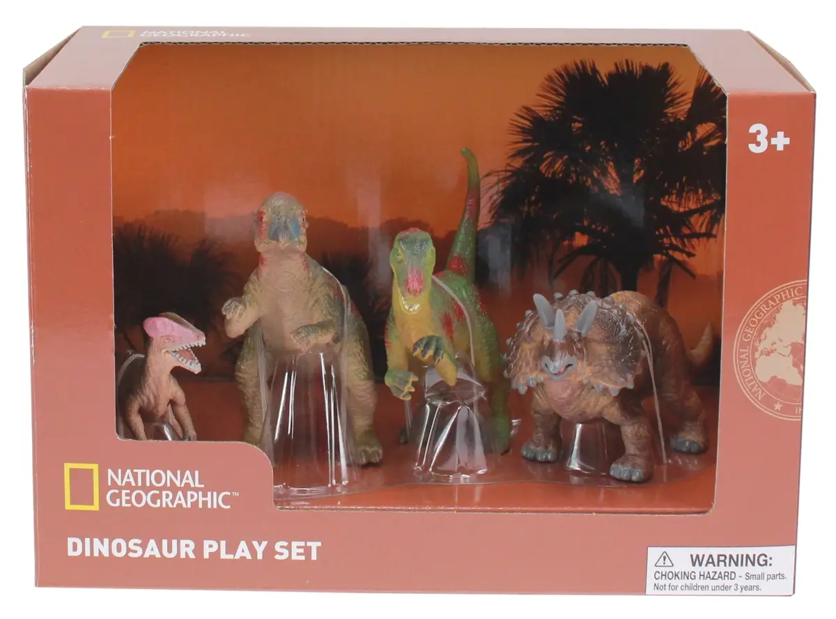 National Geographic Dinosaur Collectible Figurines Set - Dilophosaurus, Stegosaurus, Brachiosaurus, Diplodocus 1