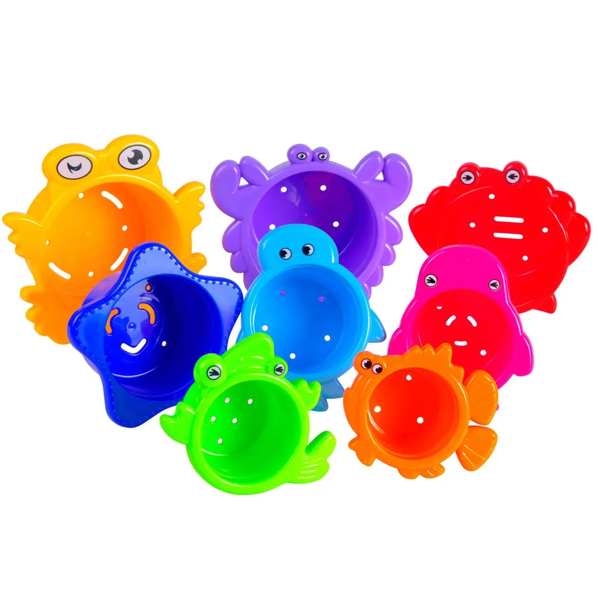 Extasticks Colorful Sea Animal Stacking Cups - Educational Bath Toy 1