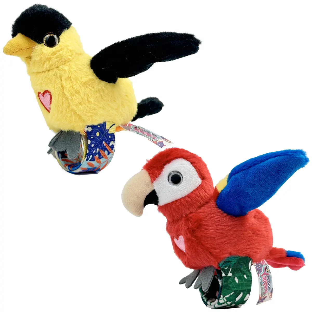 Happy Yappers Interactive Birds - Oriole & Red Parrot Plush Toy 2 Pack 1
