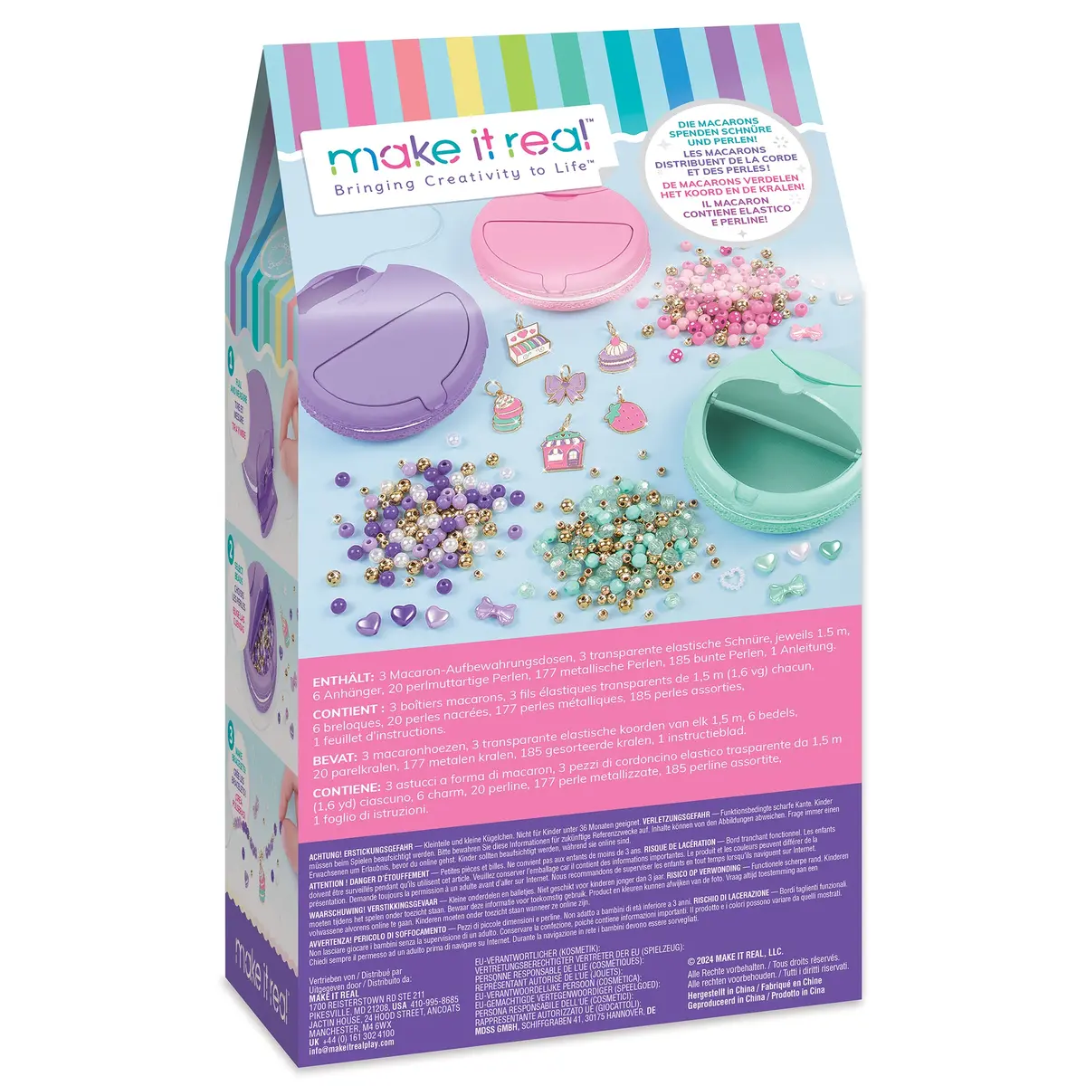 Mir Dessert-Inspired Macaron Bracelet Maker Kit - Pink, Purple, Teal 1