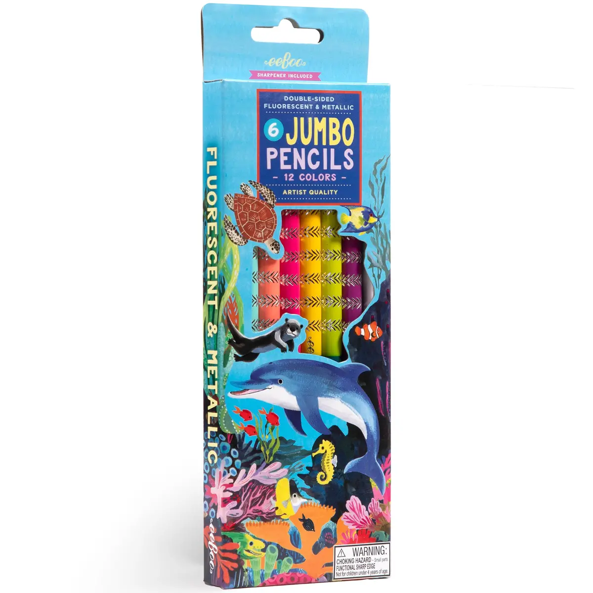 Eeboo Sea Life Double-Sided Jumbo Colored Pencils - 6Pc Set 1