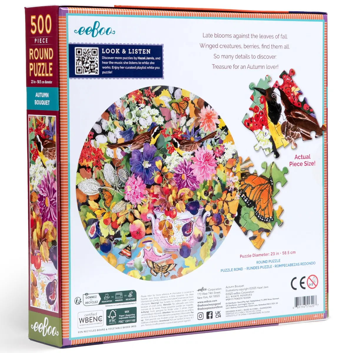 Piece&Love Autumn Bouquet - 500 Pc Round Jigsaw Puzzle 1