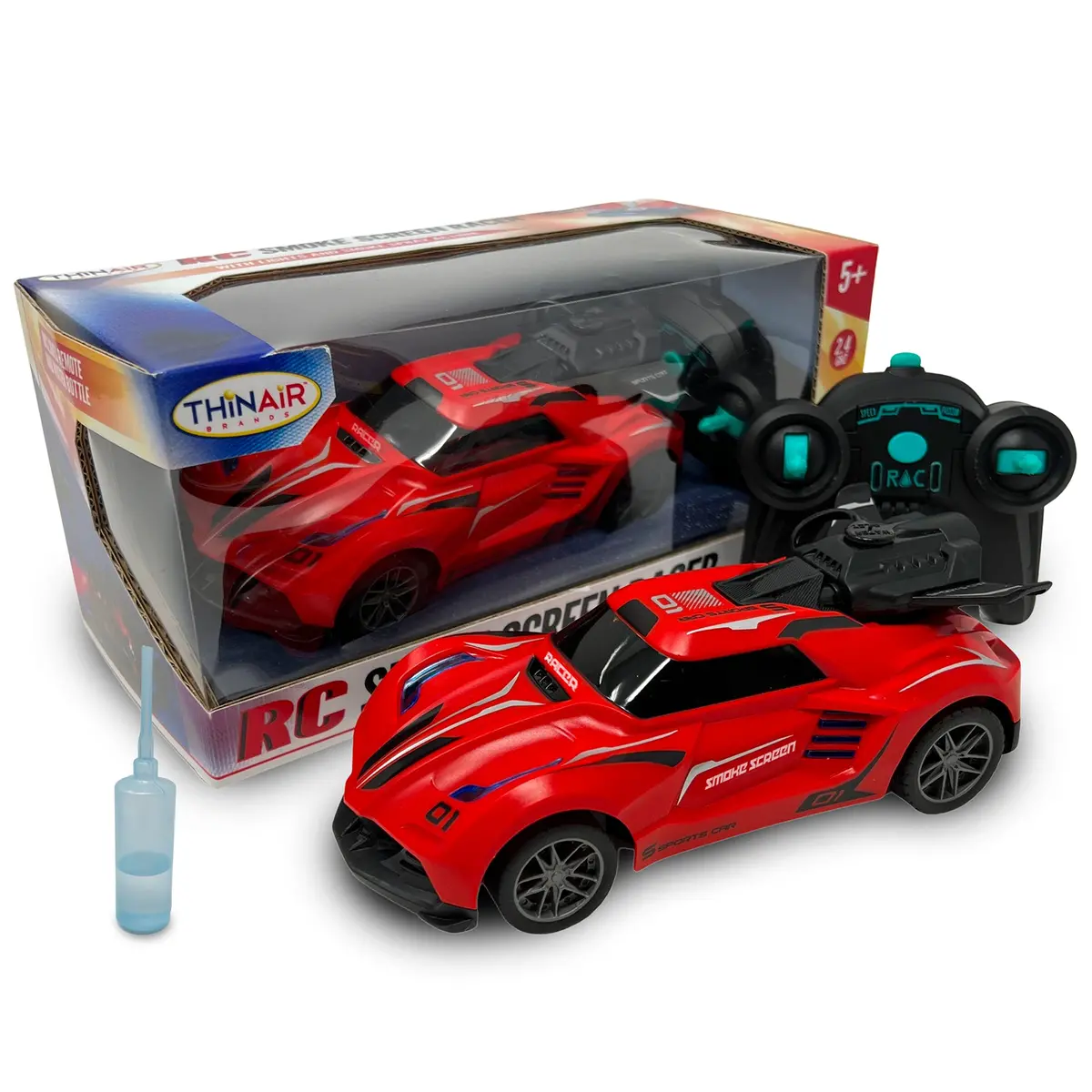 Thin Air Brands Hyper Drive Rc Smoke Screen Racer - Red Light-Up Car With Vapor Mist 1