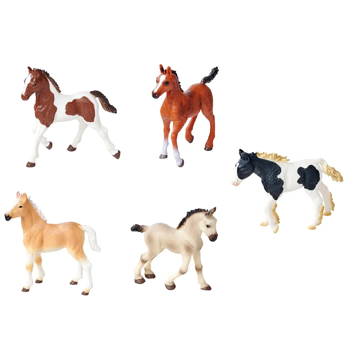 Simba Toys Foals Set 5 Horse Figurines - Realistic Collectible Toy Animals For Kids 3+ 1