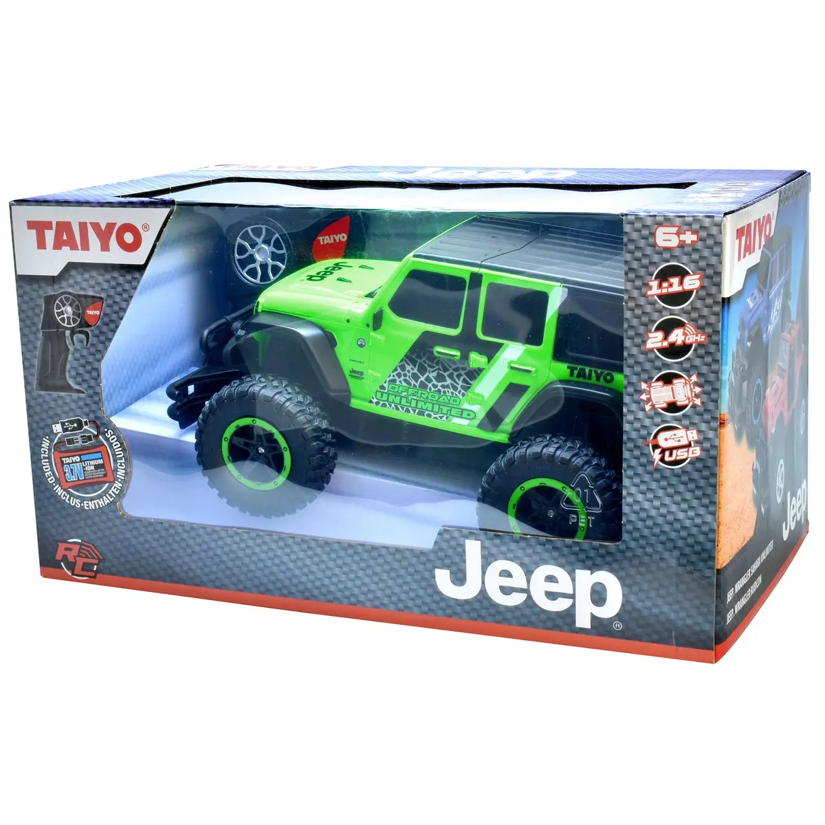 Taiyo Jeep Wrangler Sahara Unlimited 1:16 Scale R/C Vehicle - Green 1