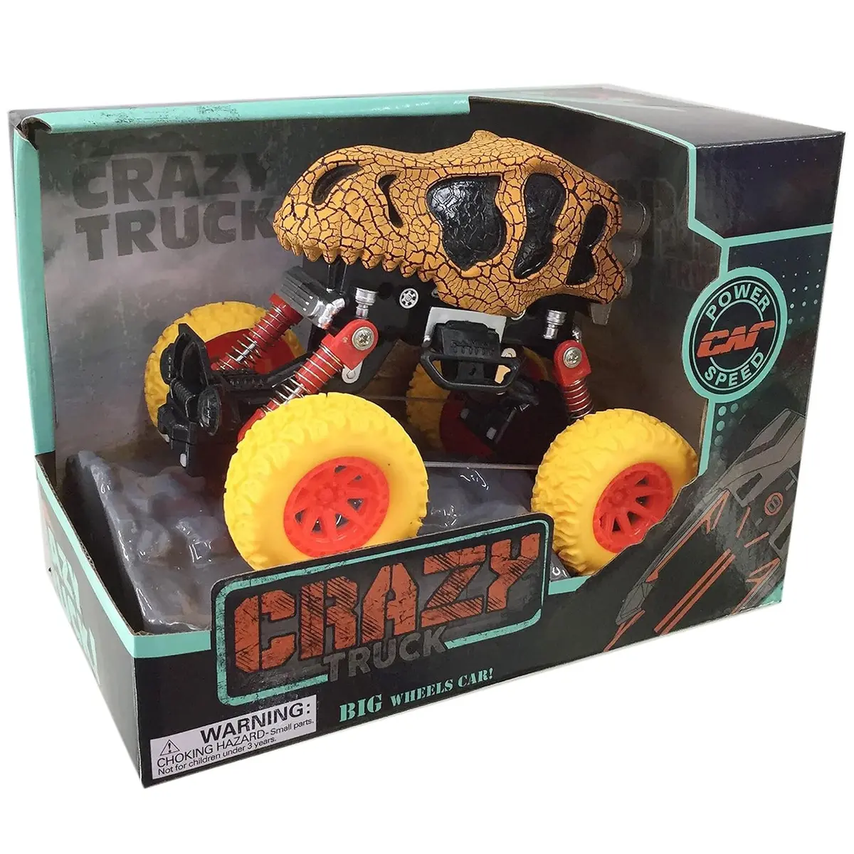 Thin Air Toys Crazy Truck Dinosaur Monster Skull Stunt Truck - Orange & Black, 4.5" 1