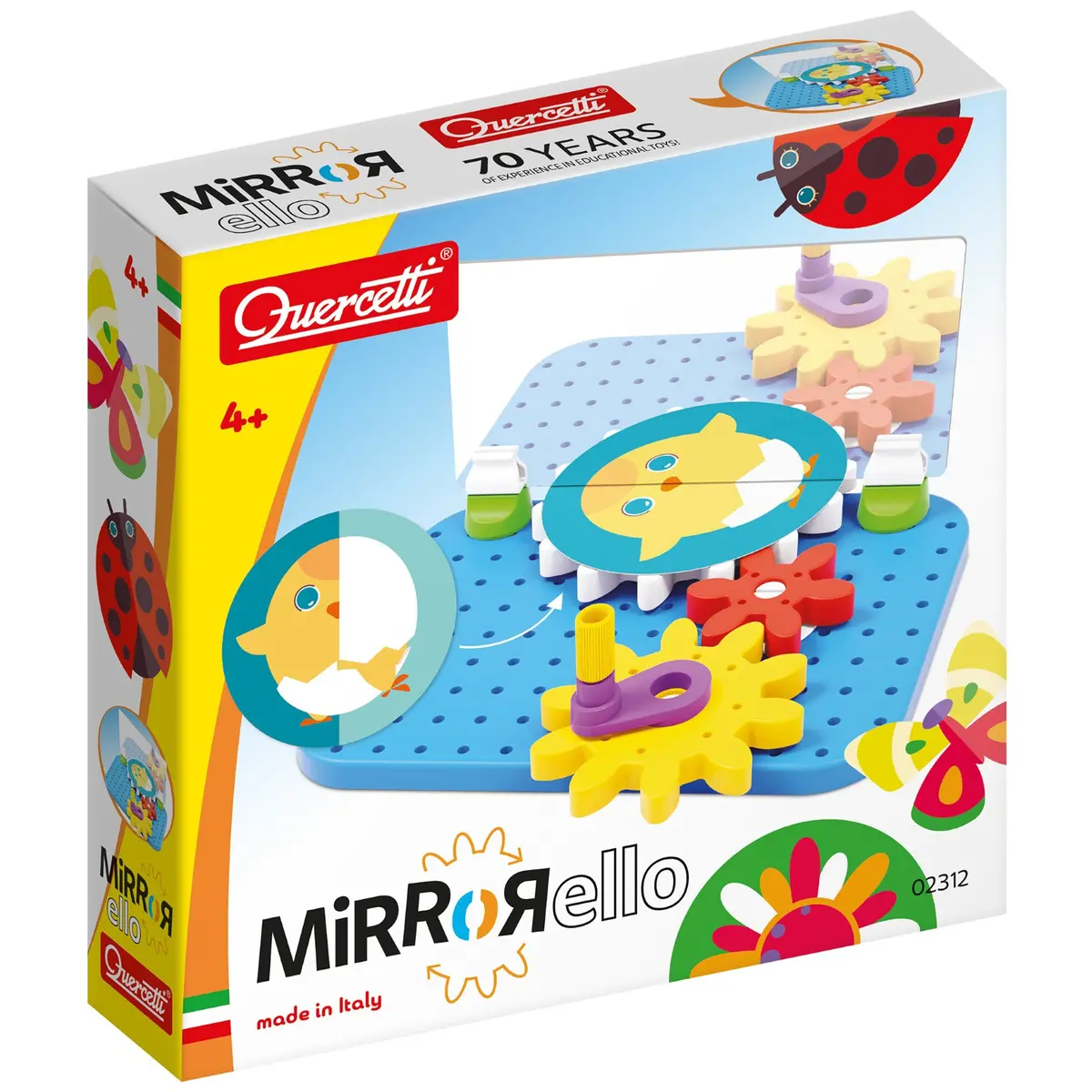 Quercetti Mirrorello - Interactive Gear Assembly Toy - Stem Learning For Kids 4+ 1