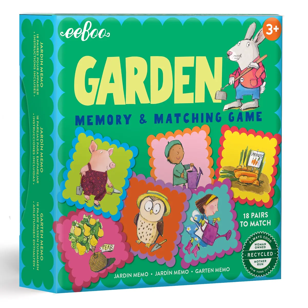 Eeboo Garden Little Square Matching Memory Game - Educational Fun For Kids 1