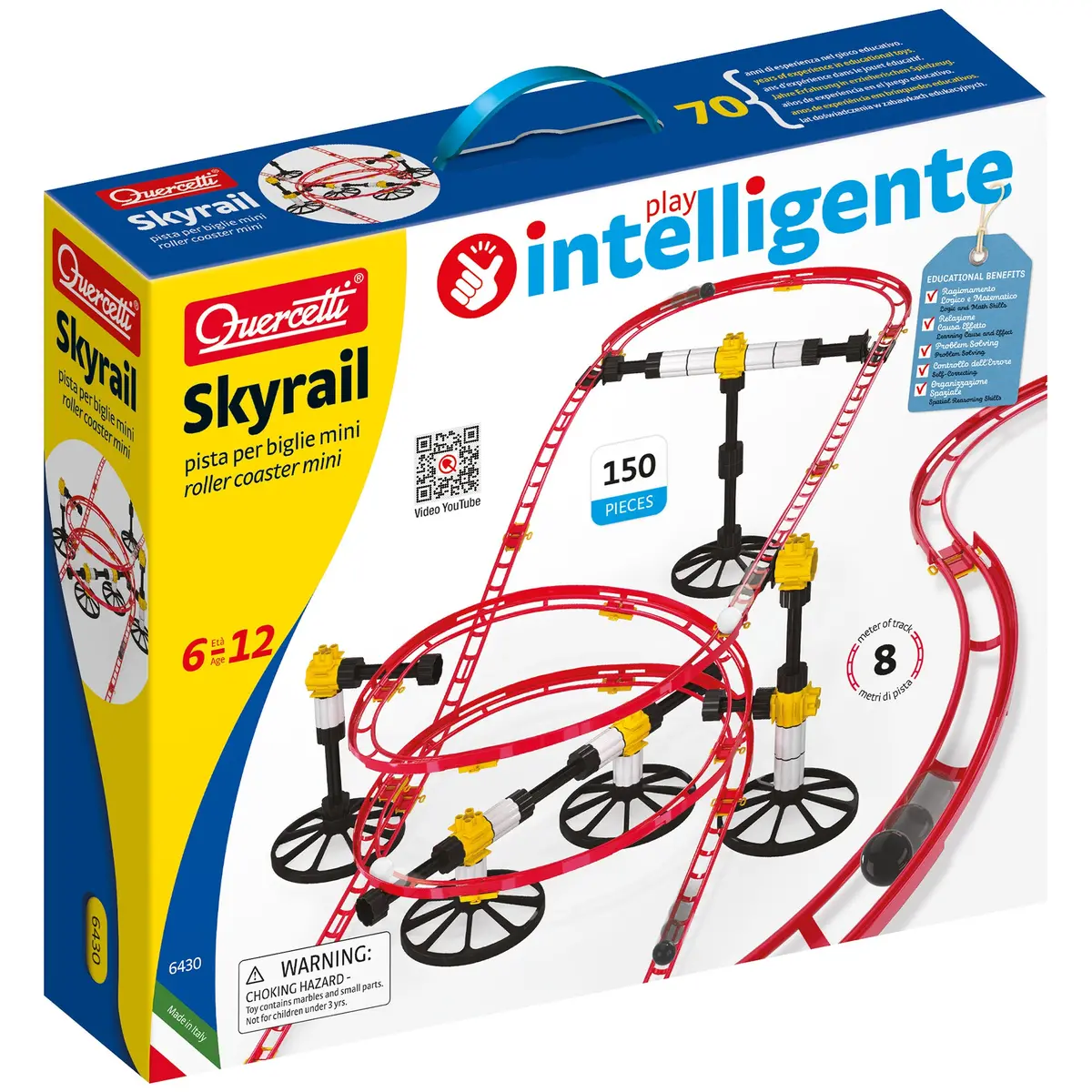 Quercetti Skyrail 150Pc Mini Rollercoaster Marble Run, Stem Building Toy 1
