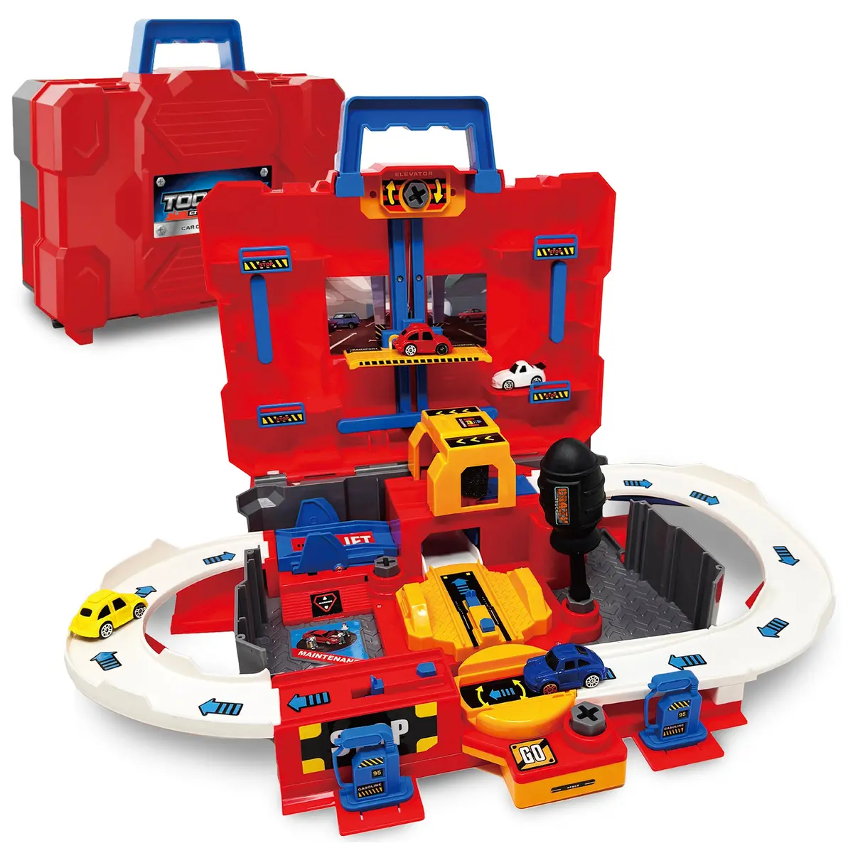 Crazy Truck 28-Piece Toolbox Garage Playset With Vehicles And Accessories 1