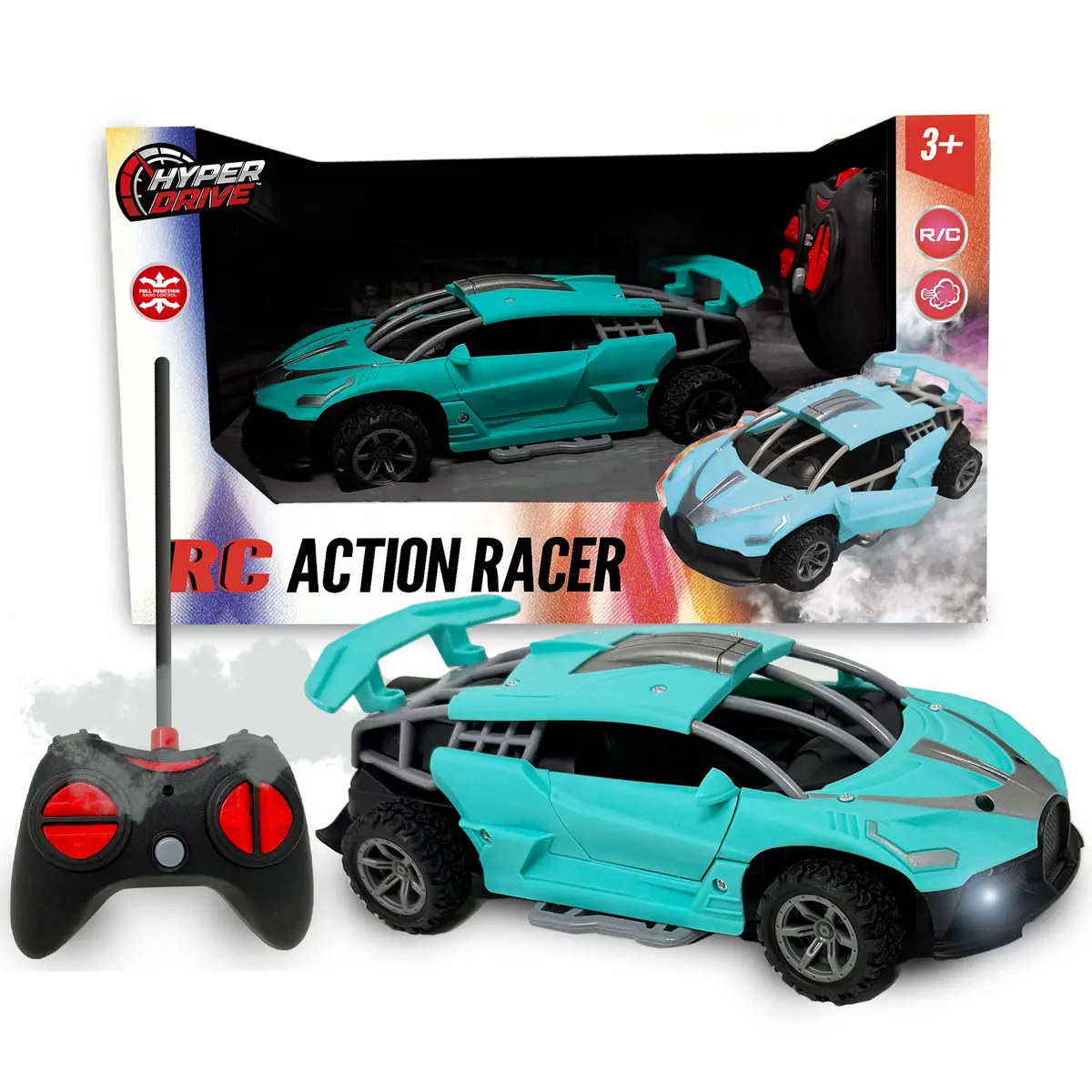 Thin Air Brands Hyper Drive Rc - Teal 1:24 - Radio Control Stunt Car With Smoke Vapor 1