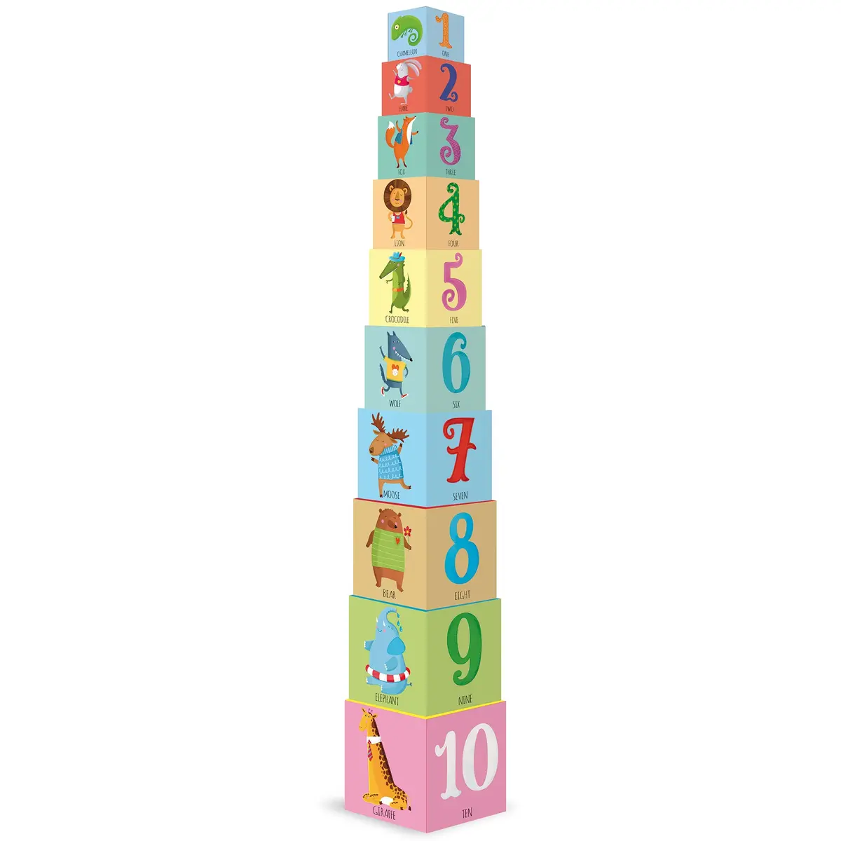 Edu-Blocks Towering Animal Adventure - Colorful Stacking Cubes 1