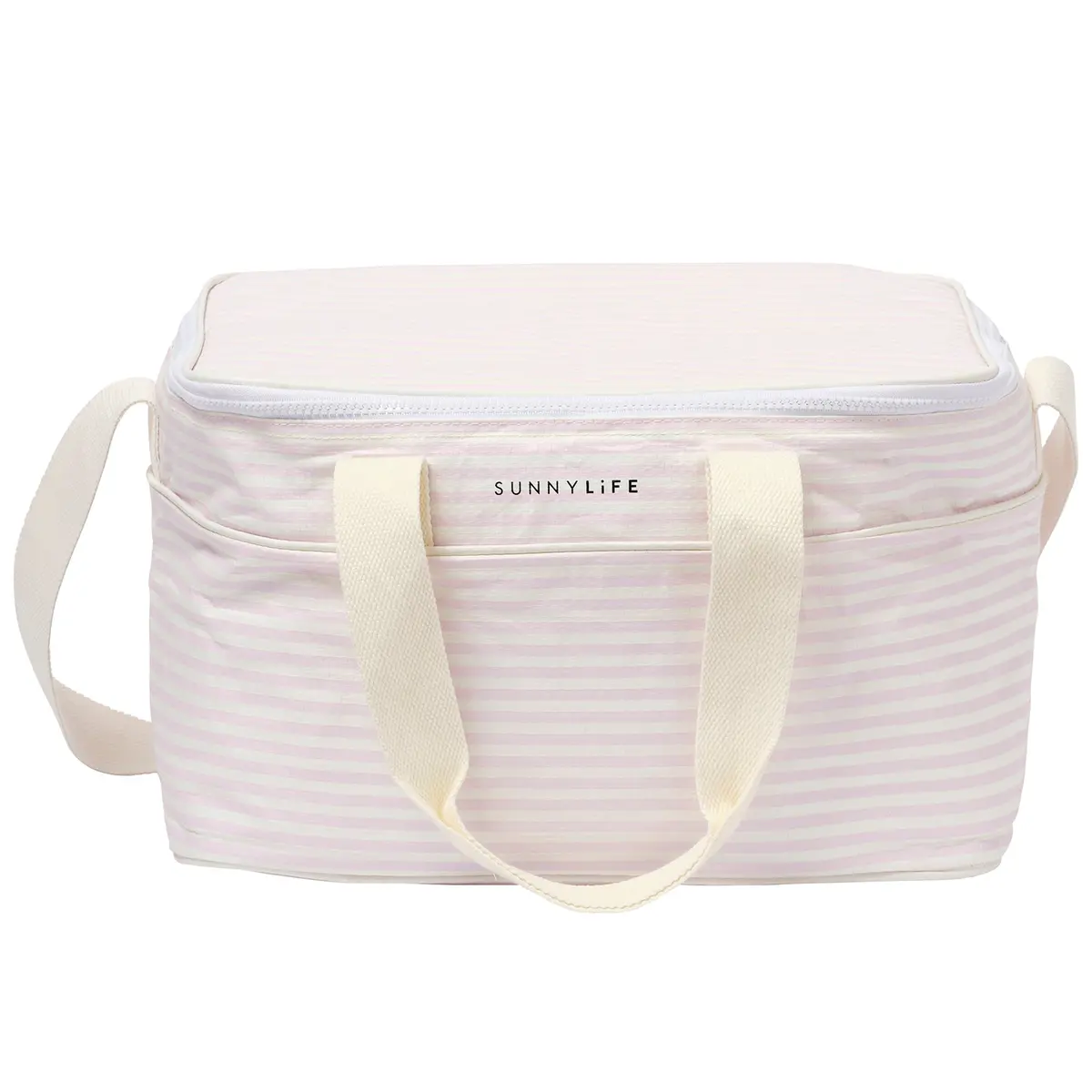 Sunnylife Lazy Days Pink Stripe Light Cooler Bag - 4.9Gal Hot/Cold Insulation 1
