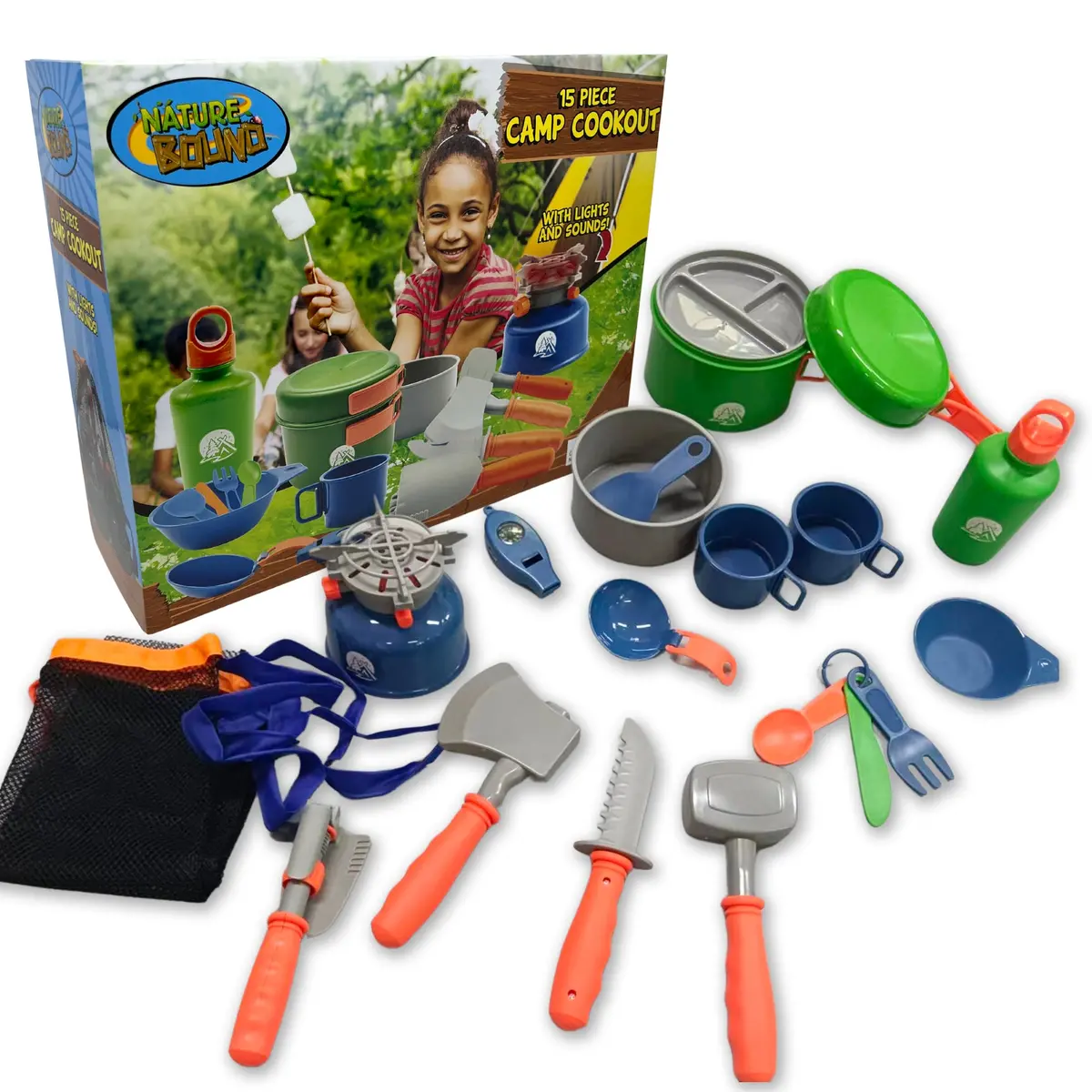 Nature Bound Camp Cookout Set With Light & Sound Burner For Kids, 15Pc Set 1