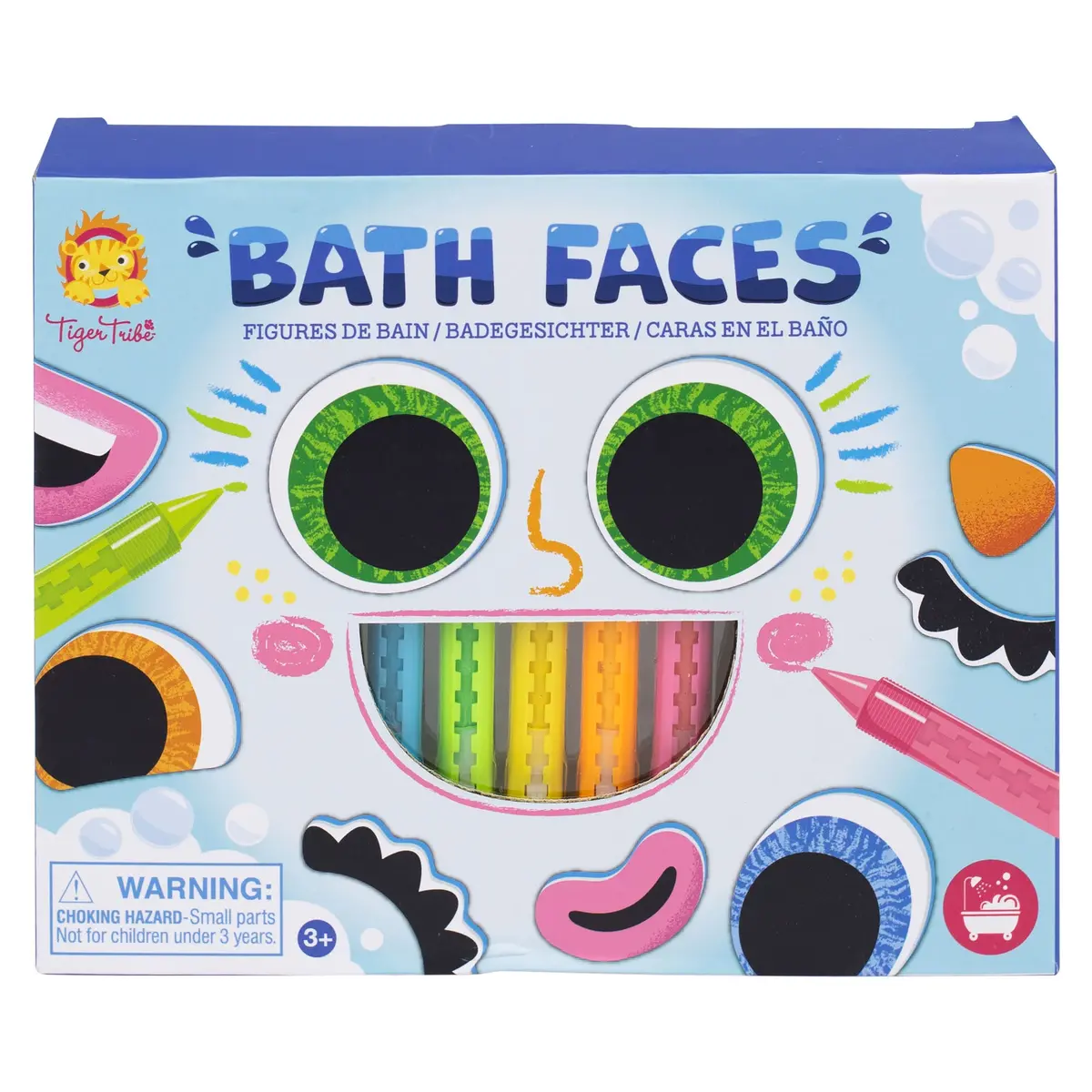 Tiger Tribe Foam Sticky Bath Faces – Creative Bath Time Fun 1