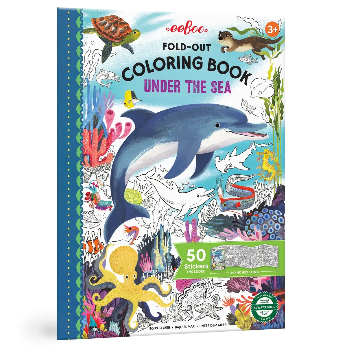 Eeboo Under The Sea Giant Fold-Out Coloring Book With 50 Stickers 1