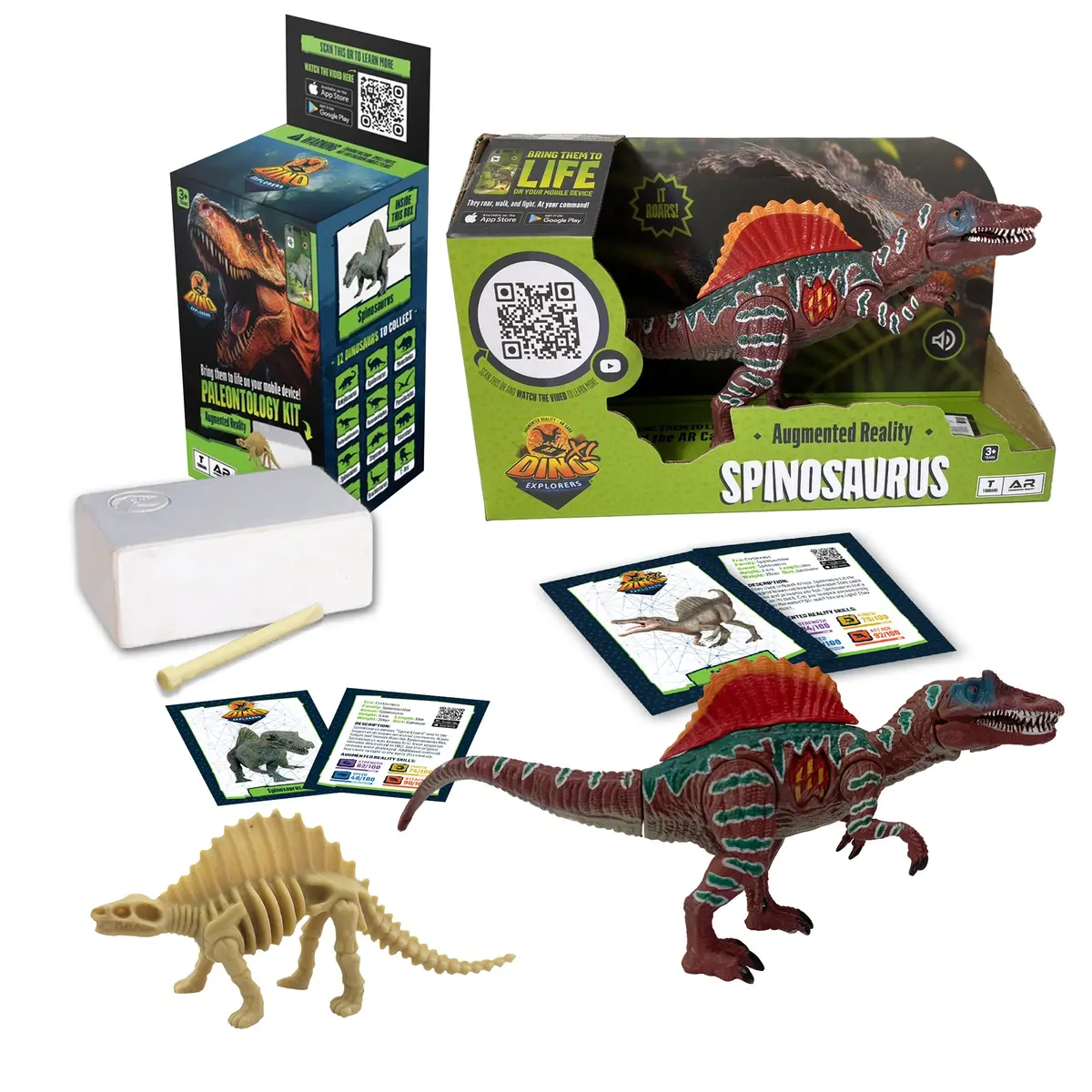 Dino Explorers: Ar Dinosaur Xl & Brick Combo - 10" Spinosaurus Sound Figure 1