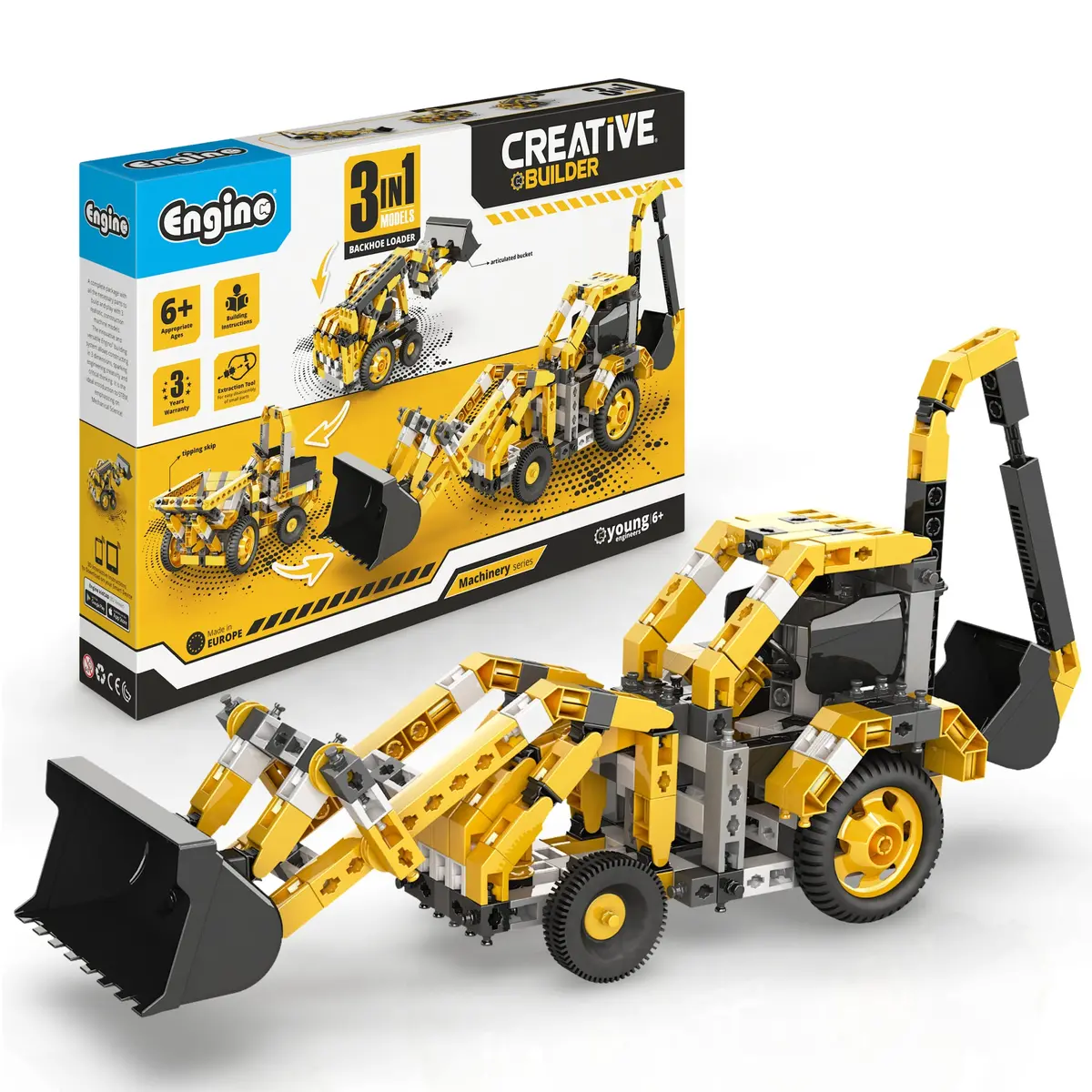Engino Machinery Series 3-In-1 Backhoe Loader Creative Builder Set 1