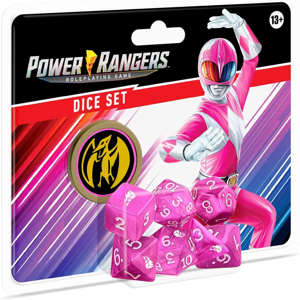 Power Rangers Rpg Pink 8-Piece Custom Dice Set With Power Coin 1