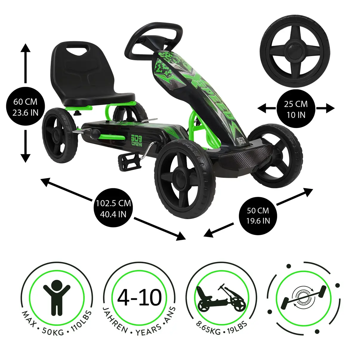 Xspeed - Pedal Go-Kart - Green - Eco-Friendly Outdoor Adventure 1