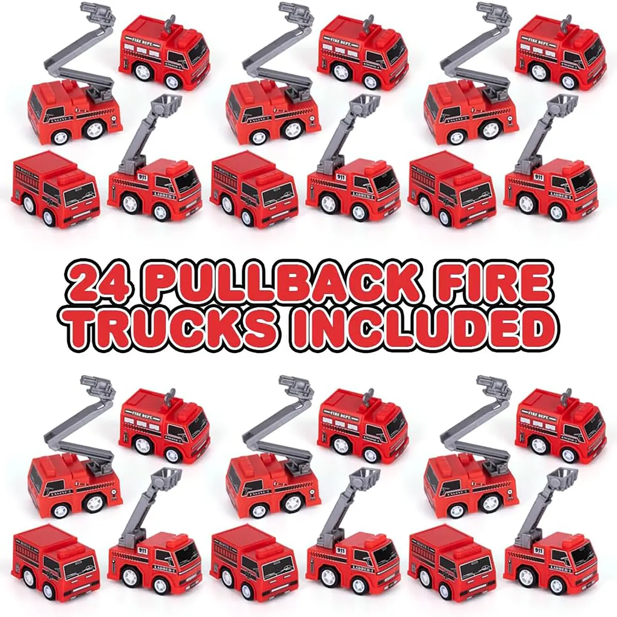 24Pc Mini Fire Truck Pullback Playset 1
