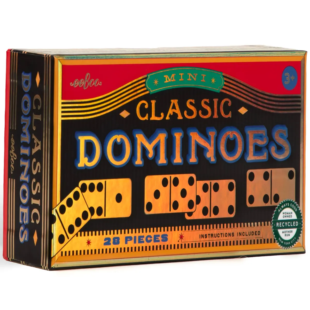 Eeboo Mini Dominoes Classic 28-Piece Golden Holographic Set 1