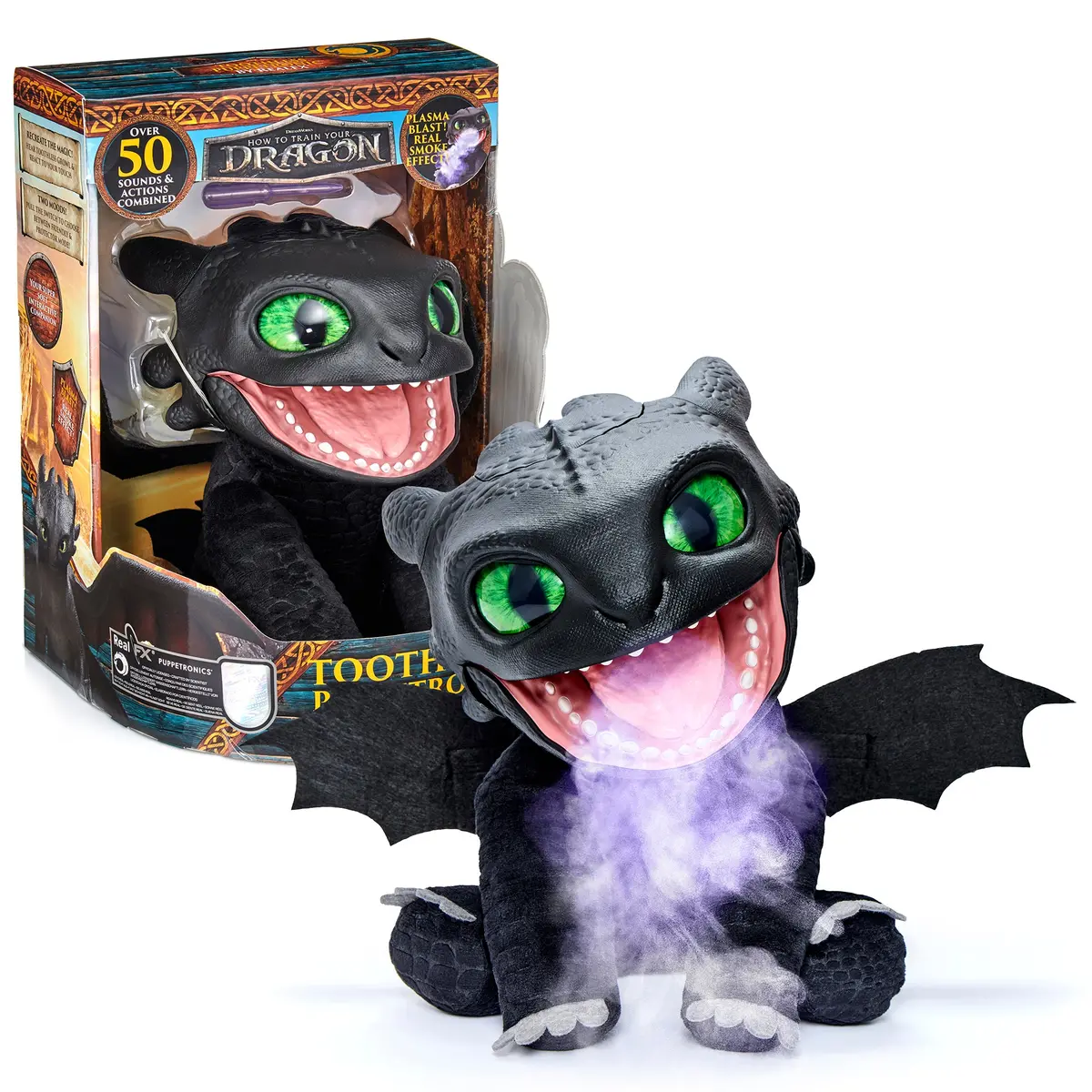 Wow! Stuff Realfx Interactive 10 Inch Toothless Puppetronic Plush With 50+ Sounds From Httyd 1
