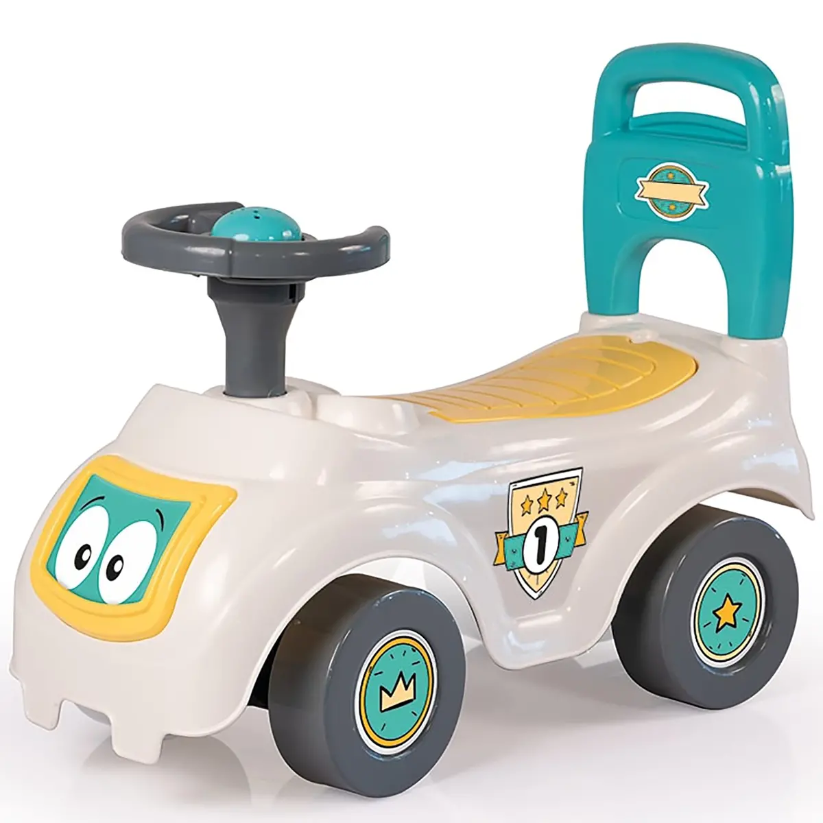 Dolu - Walk & Drive: Sit N' Ride - Vibrant Toddler Ride-On Toy, White-Yellow-Green 1