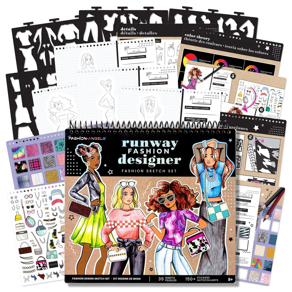 Fashion Angels Runway Fashion Designer Sketch Set - Kids' Art Kit, Ages 6+ 1