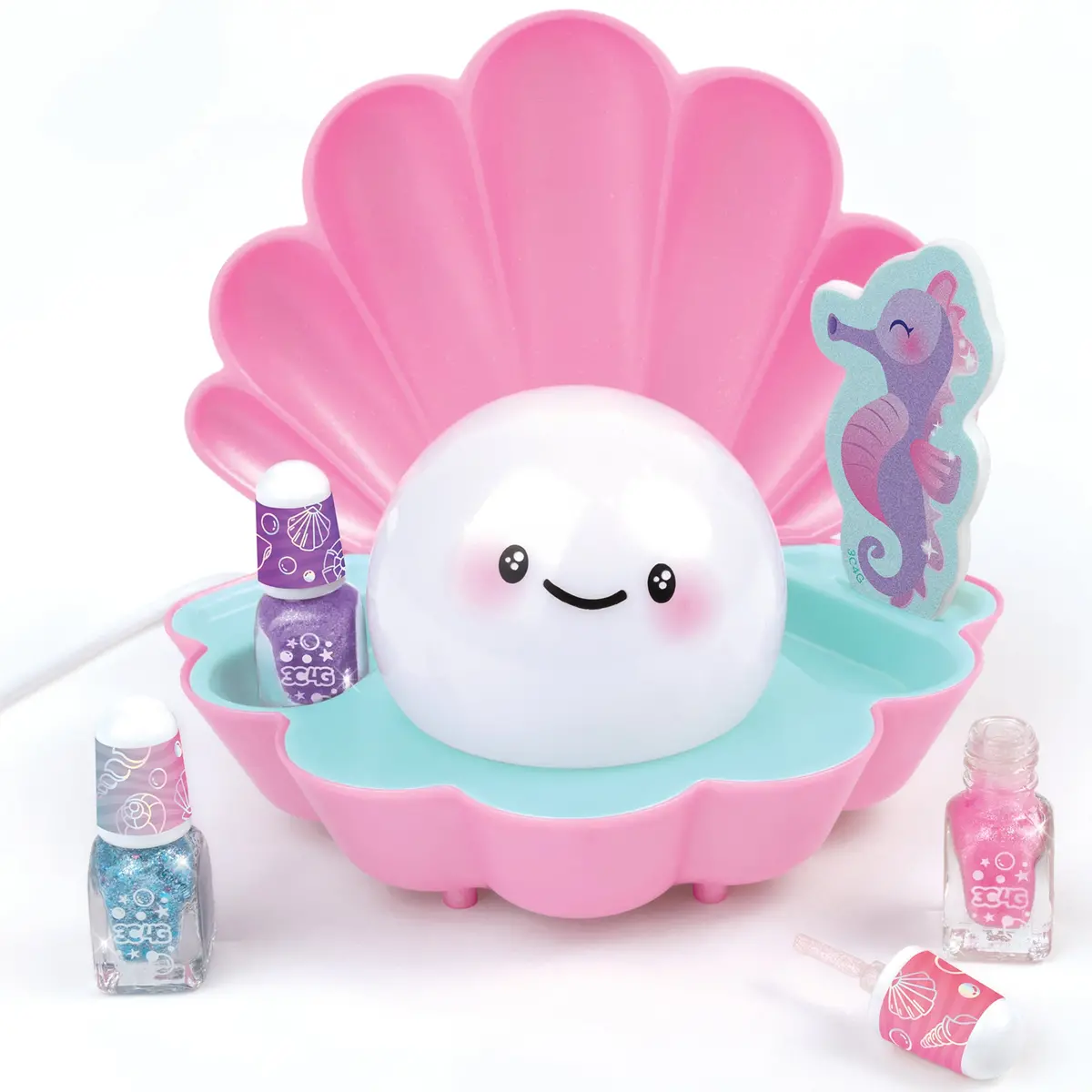 3C4g Pearl Perfect Light-Up Nail Dryer - Pink Shell Shaped Manicure Kit, 6Pc 1
