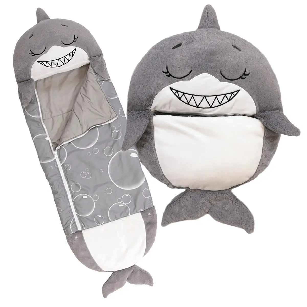 Happy Nappers: Pillow & Sleepy Sack: Med - Grey Shark 1