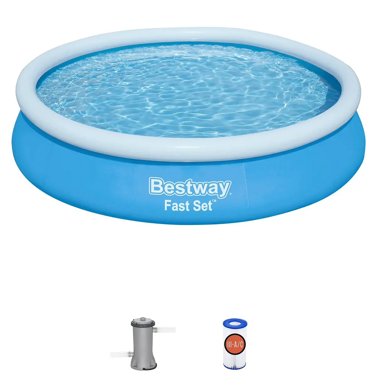 Bestway Fast Set Inflatable Pool - 12' X 30" Family Fun Blue Edition 1