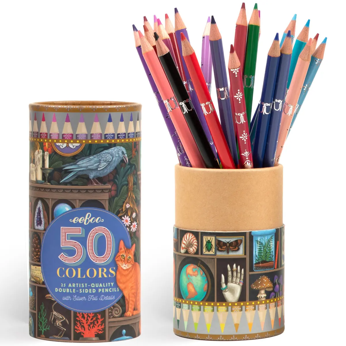 Eeboo Piece & Love Alchemist’S Cabinet Double-Sided Colored Pencils - 25Pc, 50 Colors 1