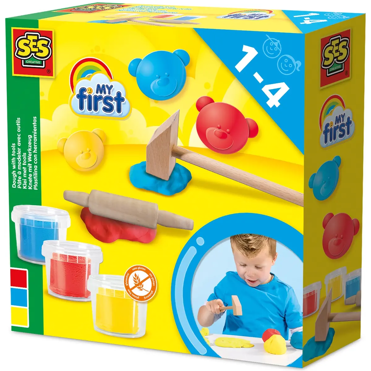 Ses Creative My First Dough Set - Red/Blue/Yellow With Wooden Tools 1