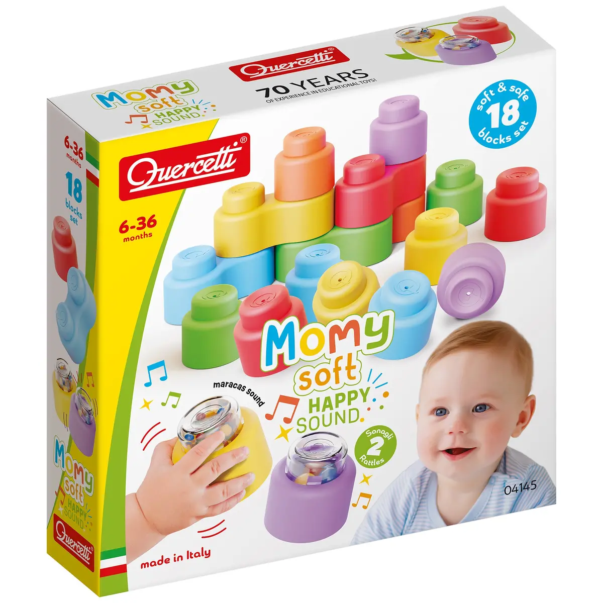 Quercetti Momy Soft Happy Sound - 18Pc Rattle And Stacking Block Set 1