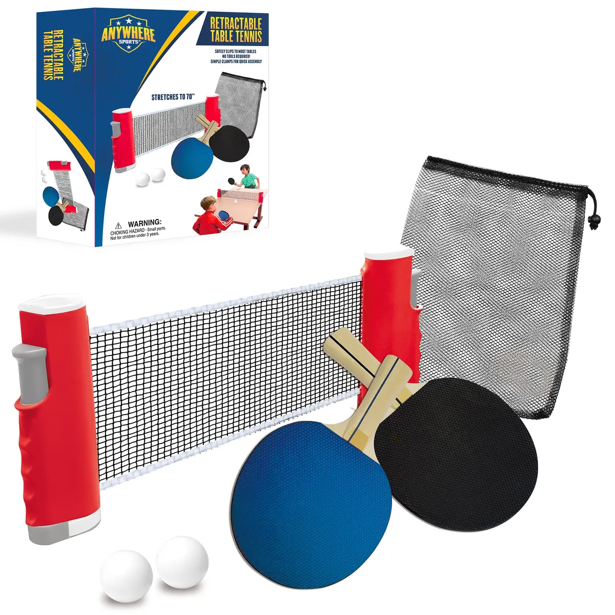 Anywhere Sports Portable Table Tennis Set With Retractable Net 1
