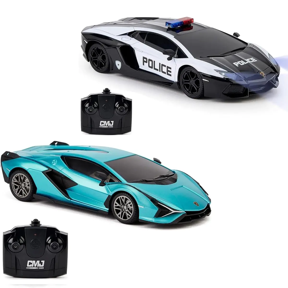 Cmj Rc Lamborghini Twin Pack - Sián & Aventador Police - 1:24 Scale Remote Control Cars 1