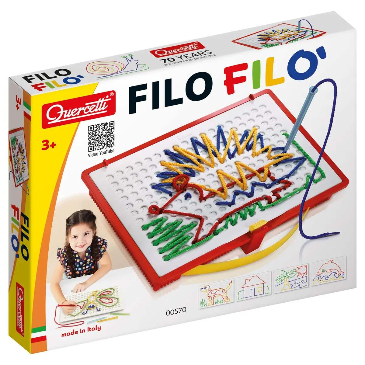 Quercetti Filo Filo Creative Lacing String Art Toy - 18 Templates 1